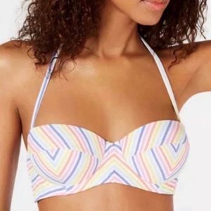 Kate Spade Halter Beach Stripe Print Bikini Top XS
